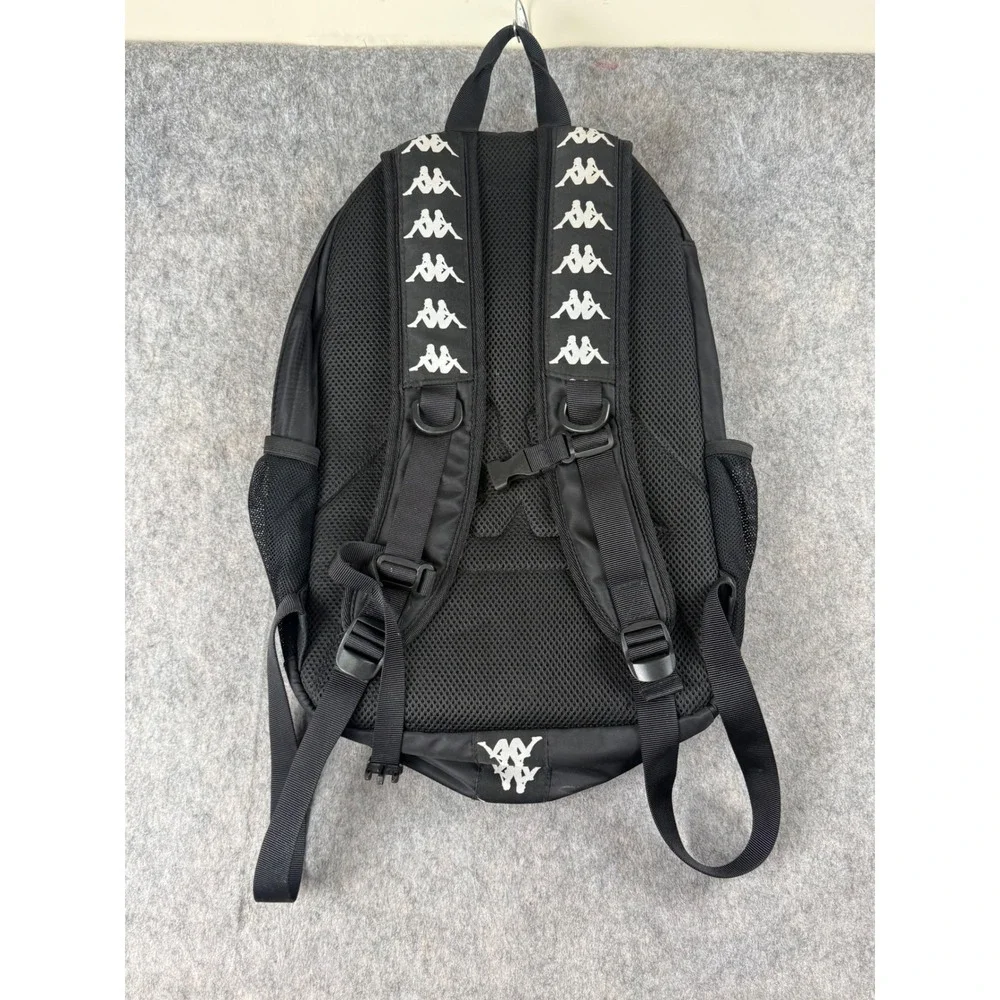 Kappa Backpack Unisex Medium Black Polyester Sport Bungee Logo Y2K Streetwear
